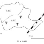 37-152 K 市の地図である…食物へのアクセスと情報へのアクセスを統合させた効果的な取組に関する記述である。